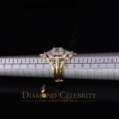 DiamondCelebritees 2.00ct Moissanite Marquise Yellow Radiant Round Cut 925 Silver Women Ring Sz 7