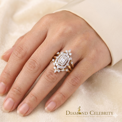 DiamondCelebritees 2.00ct Moissanite Marquise Yellow Radiant Round Cut 925 Silver Women Ring Sz 7