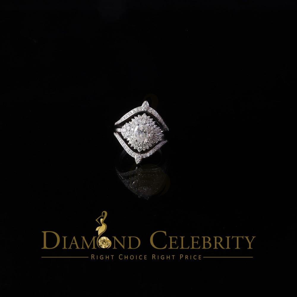 DiamondCelebritees 925 White Silver Moissanite 3.0ct Solitaire Enhancer Guard Wrap Ring Insert S Z7