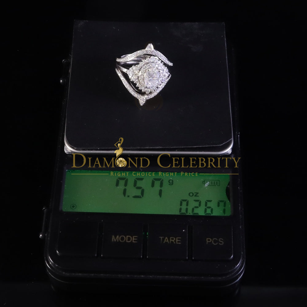 DiamondCelebritees 925 White Silver Moissanite 3.0ct Solitaire Enhancer Guard Wrap Ring Insert S Z7