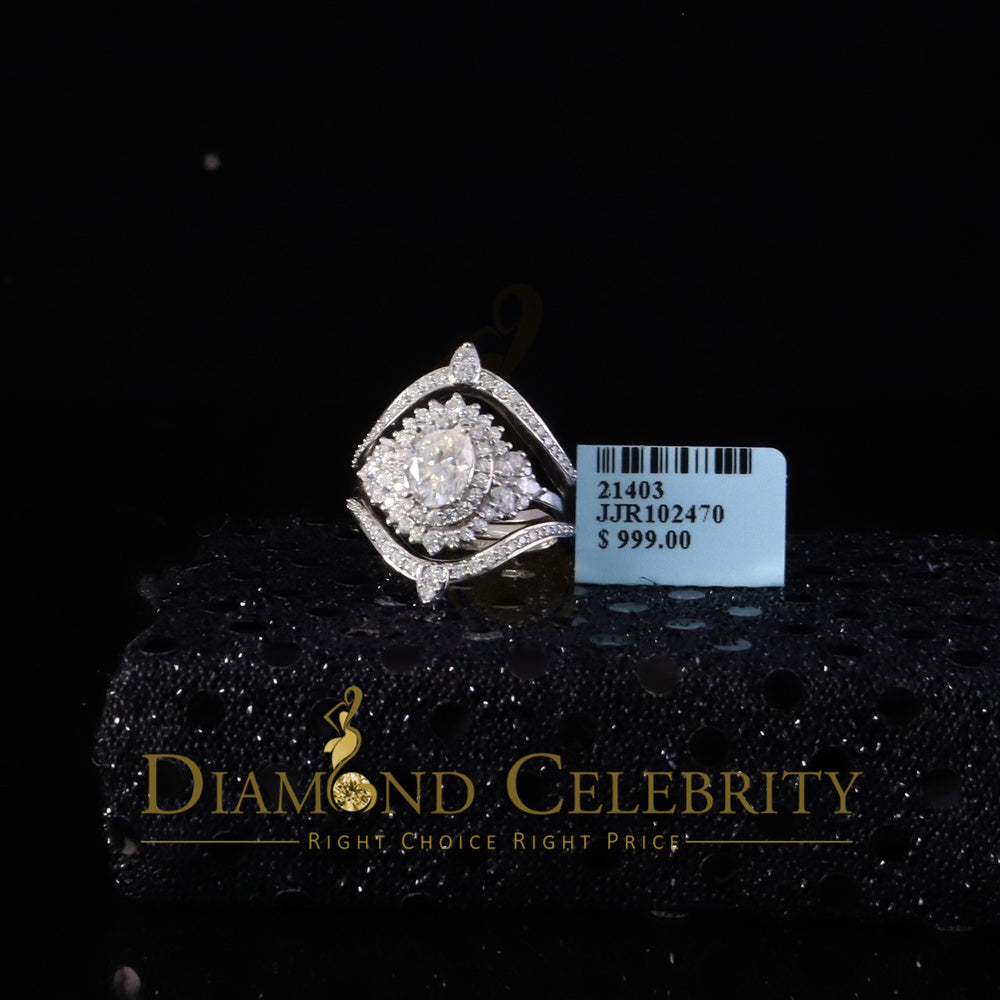 DiamondCelebritees 925 White Silver Moissanite 3.0ct Solitaire Enhancer Guard Wrap Ring Insert S Z7