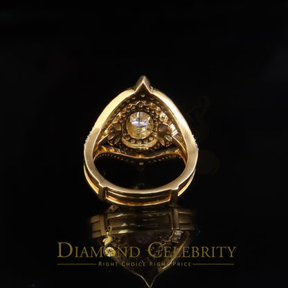 DiamondCelebritees 3.0ct Moissanite Yellow Oval Cut Enhancer 925 Silver Guard Wrap SZ7 Ring Women's