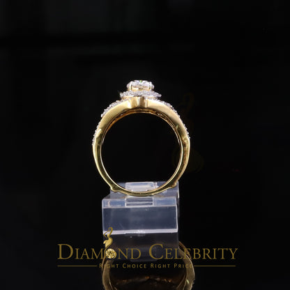 DiamondCelebritees 3.0ct Moissanite Yellow Oval Cut Enhancer 925 Silver Guard Wrap SZ7 Ring Women's