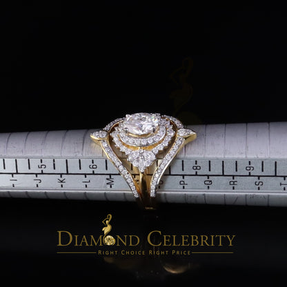 DiamondCelebritees 3.0ct Moissanite Yellow Oval Cut Enhancer 925 Silver Guard Wrap SZ7 Ring Women's