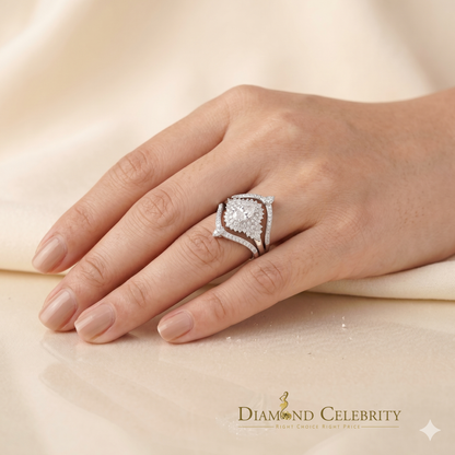 DiamondCelebritees 925 White Silver Moissanite 3.0ct Solitaire Enhancer Guard Wrap Ring Insert S Z7
