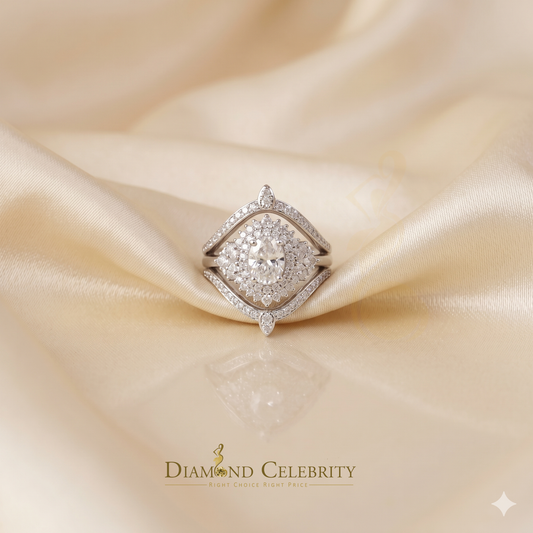 DiamondCelebritees 925 White Silver Moissanite 3.0ct Solitaire Enhancer Guard Wrap Ring Insert S Z7