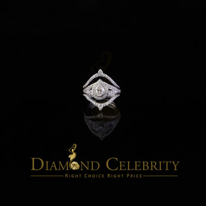 DiamondCelebritees White Silver1.75ct VVS D Pear 925 Moissanite Enhancer Guard Wrap Insert Ring SZ7