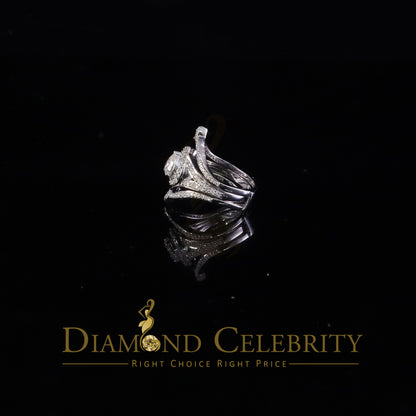 DiamondCelebritees White Silver1.75ct VVS D Pear 925 Moissanite Enhancer Guard Wrap Insert Ring SZ7