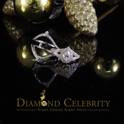 DiamondCelebritees White Silver1.75ct VVS D Pear 925 Moissanite Enhancer Guard Wrap Insert Ring SZ7
