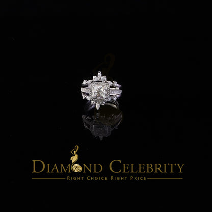 DiamondCelebritees Enhancer Guard Wrap Insert Cushion Moissanite 1.75ct VVS D White Silver Ring SZ7