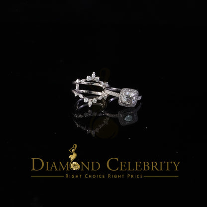 DiamondCelebritees Enhancer Guard Wrap Insert Cushion Moissanite 1.75ct VVS D White Silver Ring SZ7