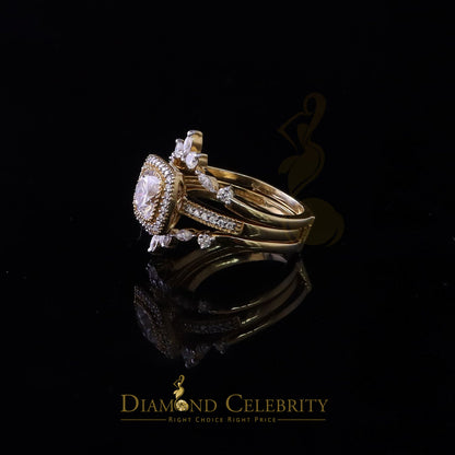 DiamondCelebritees Enhancer Guard Wrap Insert Cushion Moissanite 1.75ct VVS D Yellow Silver RingSZ7
