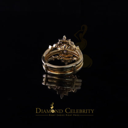 DiamondCelebritees Enhancer Guard Wrap Insert Cushion Moissanite 1.75ct VVS D Yellow Silver RingSZ7