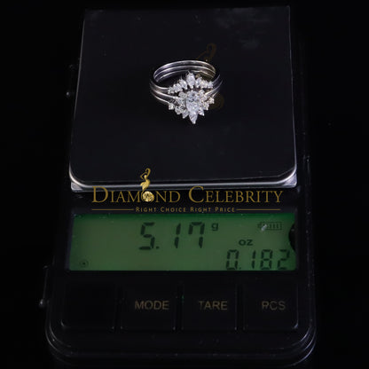 DiamondCelebritees 925 Silver White 1.25ct VVS D Oval Solitaire Moissanite Bridal Guard Rings SZ 7