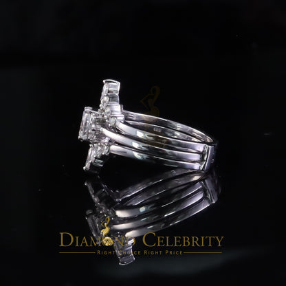 DiamondCelebritees 925 Silver White 1.25ct VVS D Oval Solitaire Moissanite Bridal Guard Rings SZ 7