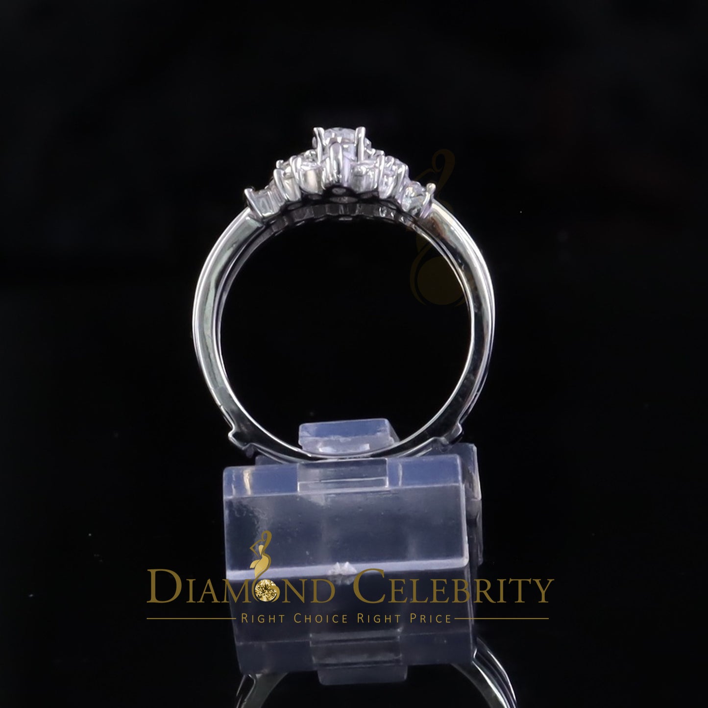 DiamondCelebritees 925 Silver White 1.25ct VVS D Oval Solitaire Moissanite Bridal Guard Rings SZ 7