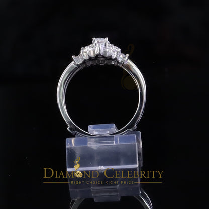 DiamondCelebritees 925 Silver White 1.25ct VVS D Oval Solitaire Moissanite Bridal Guard Rings SZ 7