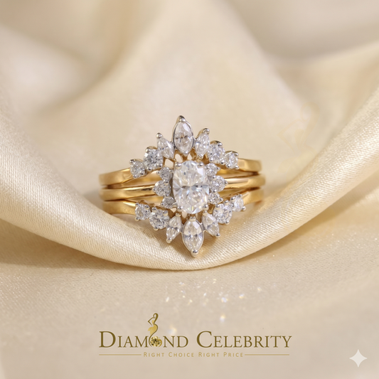 DiamondCelebritees 925 Silver Yellow 1.25ct VVS D Oval Solitaire Moissanite Bridal Insert Ring SZ 7
