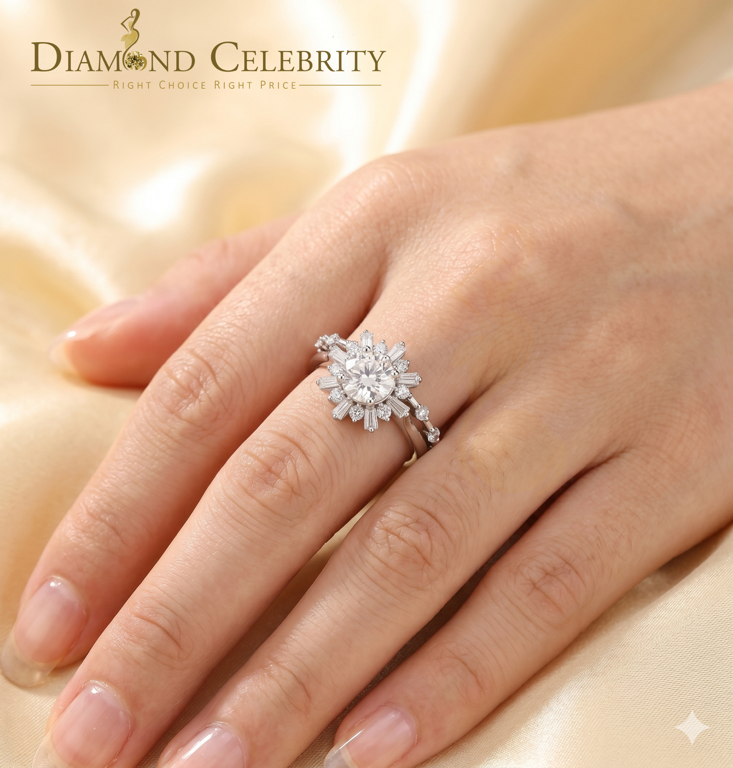DiamondCelebritees New Womens 925 Silver White 1.25ct VVS 'D' Round Solitaire Moissanite Ring SZ 7