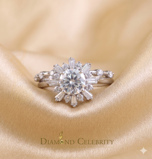 DiamondCelebritees New Womens 925 Silver White 1.25ct VVS 'D' Round Solitaire Moissanite Ring SZ 7