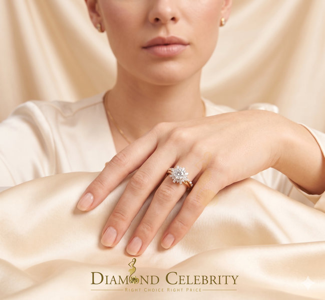 DiamondCelebritees New Solitaire Bridal Yellow Silver 1.25ct VVS D Moissanite Ring SZ 7 for Women