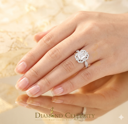 DiamondCelebritees Emerlard Cut White 925 Silver 2.00ct VVS D Moissanite Square Ring SZ 7 for Women