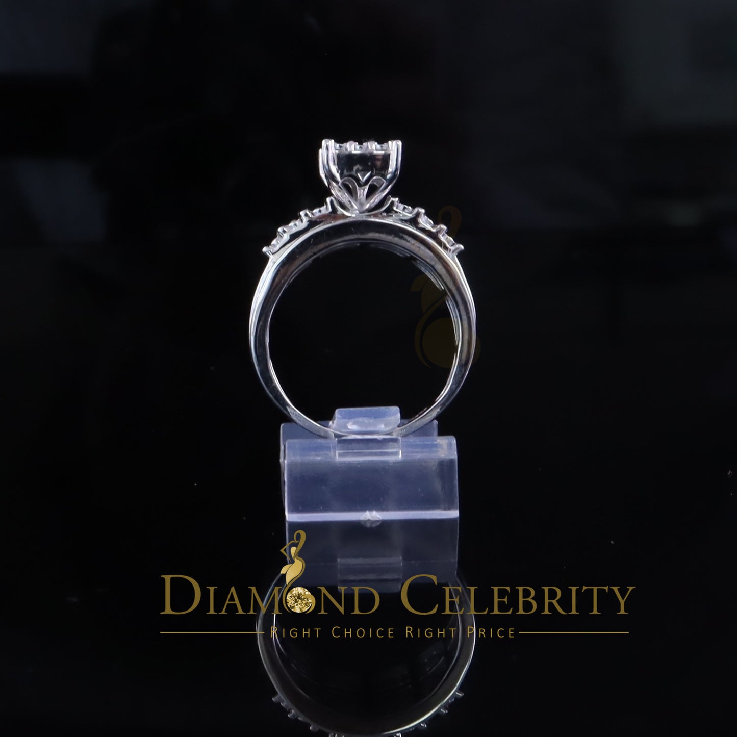 DiamondCelebritees Cinderella Rectangle Real 0.16ct Diamond 925 Silver White Womens Ring Size 8