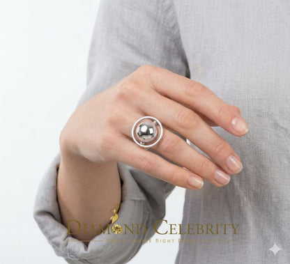 DiamondCelebritees White 925 Sterling Silver Solid Ball Women's Ring SZ 7