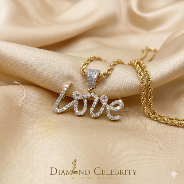 Diamondcelebritees Love Pendant for Women's 925 Yellow Silver1.00ct VVS D Clr. Round Moissanite