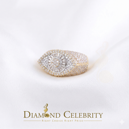 DiamondCelebritees 4.00ct VVS D 925 Silver Moissanite Baguette Men/Women Yellow Evil Eye Ring SZ10