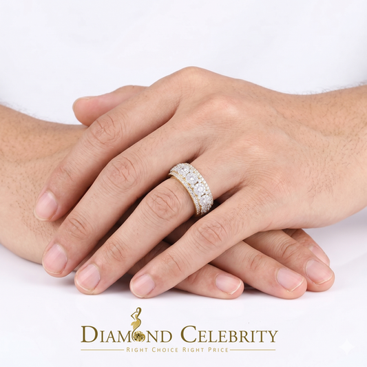 DiamondCelebritees 925 Moissanite White Round Shape Band Ring size 8 For Men's 2.50ct Silver VVS'D