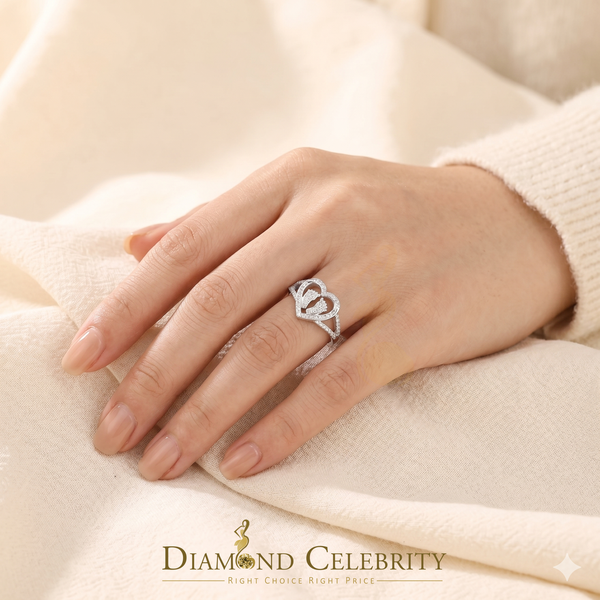 DiamondCelebritees 1.00ct VVS D Silver Moissanite Mom White Heart Child feet Ring Size 8 For Women