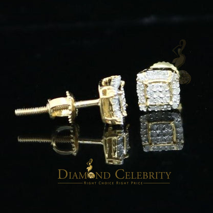 DiamondCelebritees 0.10ct Diamond 925 Sterling Silver Yellow Square Earring For Men's / Women's