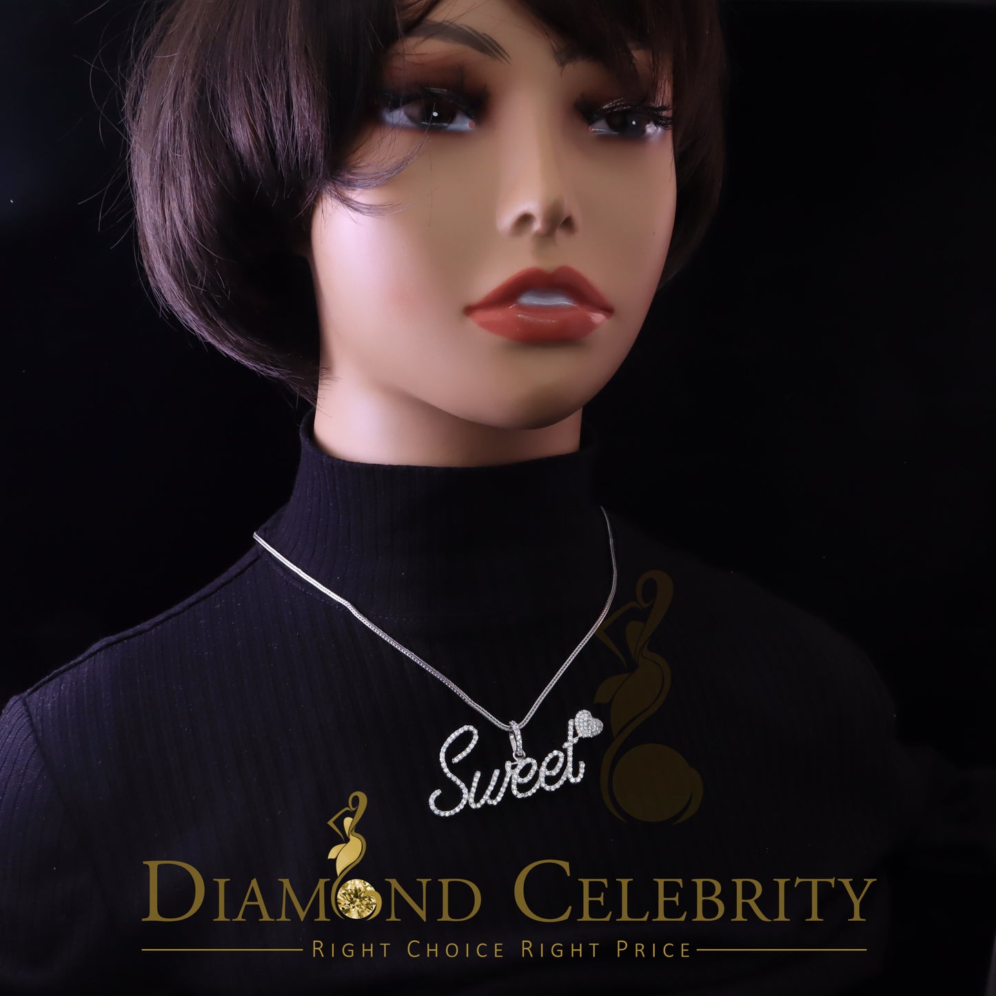 DiamondCelebritees White 925 Fancy Sterling Silver Sweet Tiny Heart Pendant 4.26ct Cubic Zirconia