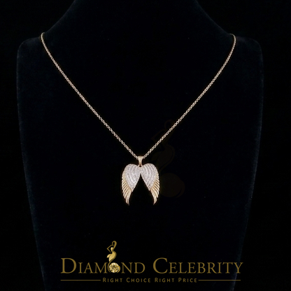 DiamondCelebritees  0.15ct Genuine Diamond Stones Angel Wings 925 Sterling Silver Yellow Pendant