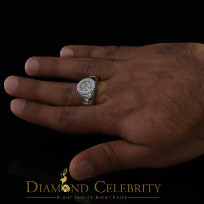 DiamondCelebritees 925 Silver White 1.50ct Cubic Zirconia Wide Oval Engagement Men's Ring Size 11