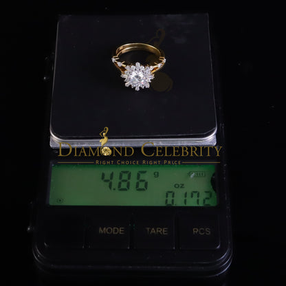 DiamondCelebritees New Solitaire Bridal Yellow Silver 1.25ct VVS D Moissanite Ring SZ 7 for Women