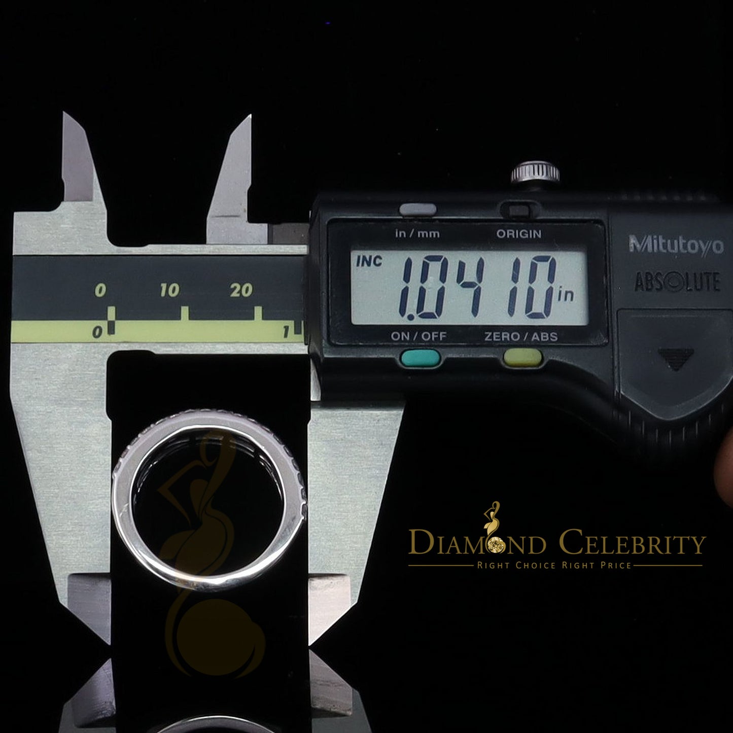 DiamondCelebritees Men's 925 Silver White 2.00ct VVS D Moissanite 3 Row Wedding Band Ring Size 10