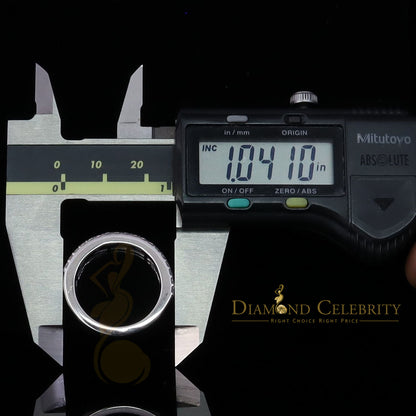 DiamondCelebritees Men's 925 Silver White 2.00ct VVS D Moissanite 3 Row Wedding Band Ring Size 10