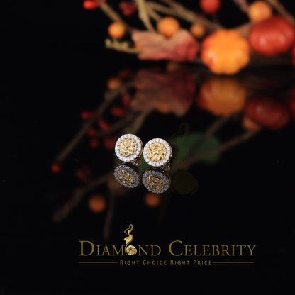 DiamondCelebritees 1.50ct Moissanite Yellow 925 Sterling Silver Women's Circle Shape Nugget Earring
