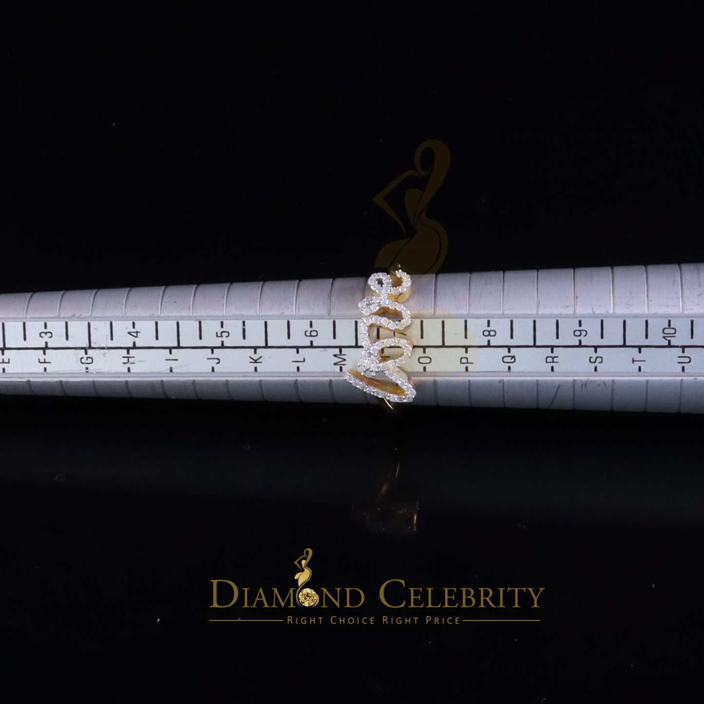 DiamondCelebritees 925 Sterling Yellow Silver 0.33ct VVS 'D' Moissanite 'Love' Rings SZ 7 for Women
