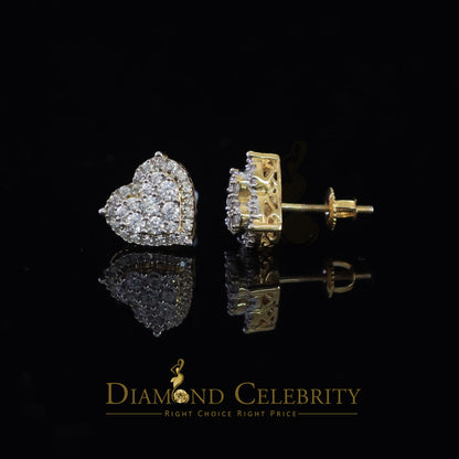DiamondCelebritees  1.18ct Cubic Zirconia 925 Yellow Sterling Silver Women's Hip Hop Heart Earrings