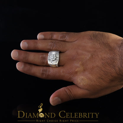 DiamondCelebritees Men's White Silver 1.80ct Round Cubic Zirconia Adjustable Ring From SZ 9 to 11