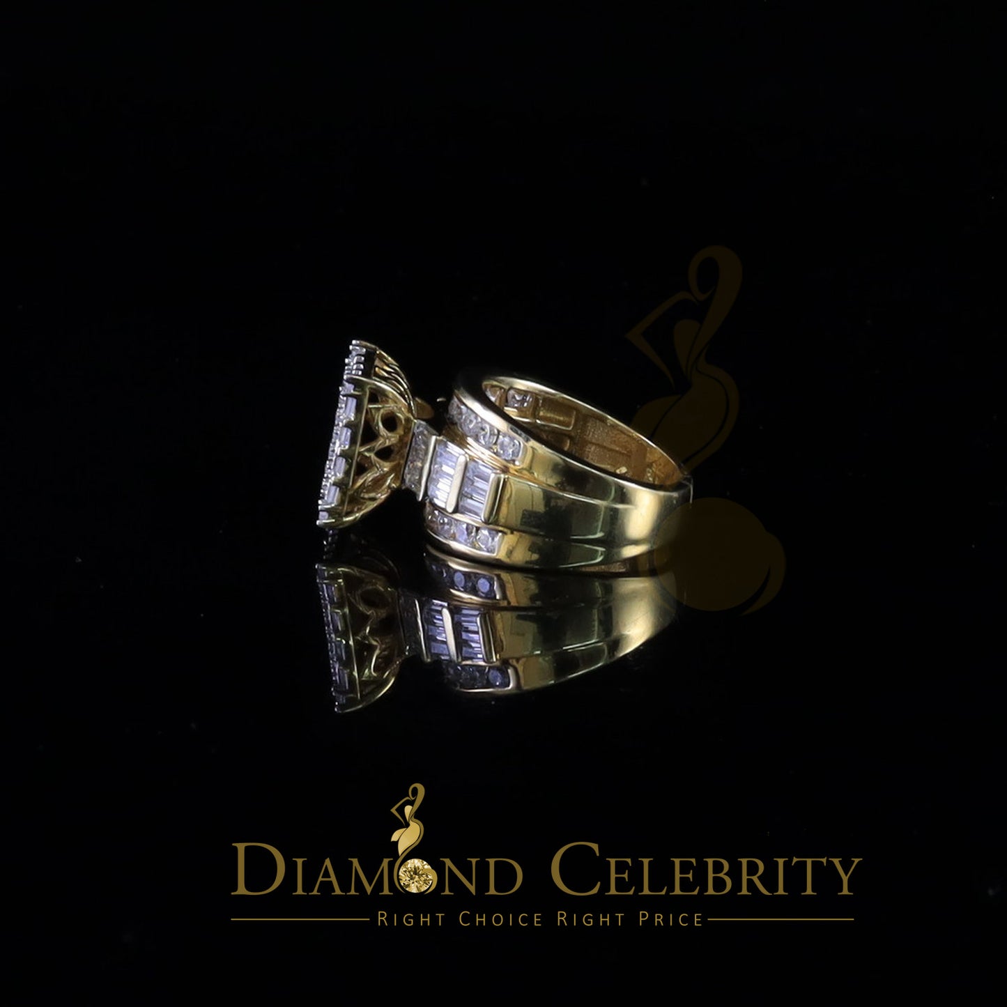 DiamondCelebritees 6.04ct Yellow Cubic Zirconia 925 Silver Engagement Square Womens Ring Size 8