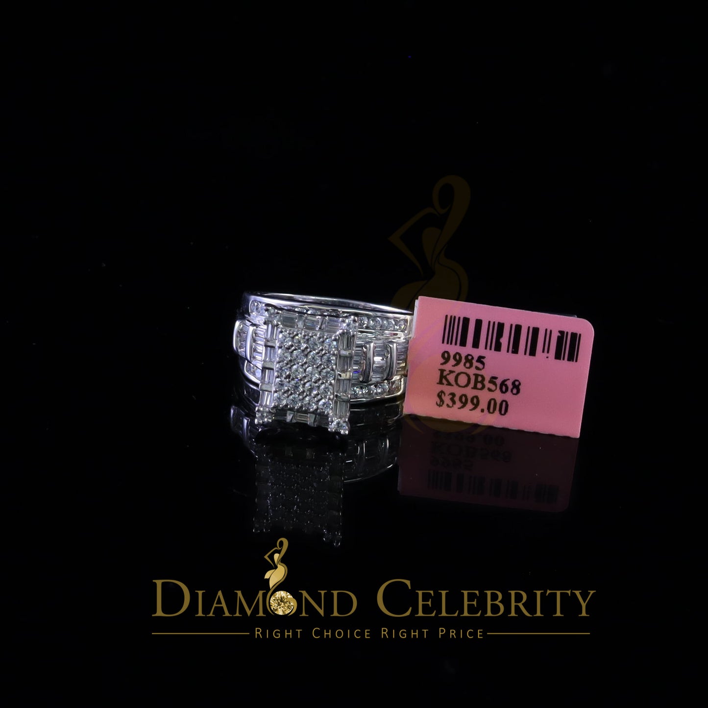 DiamondCelebritees 925 White Square 2.36 ct Cubic Zirconia Silver Womens Engagement Ring Size 8