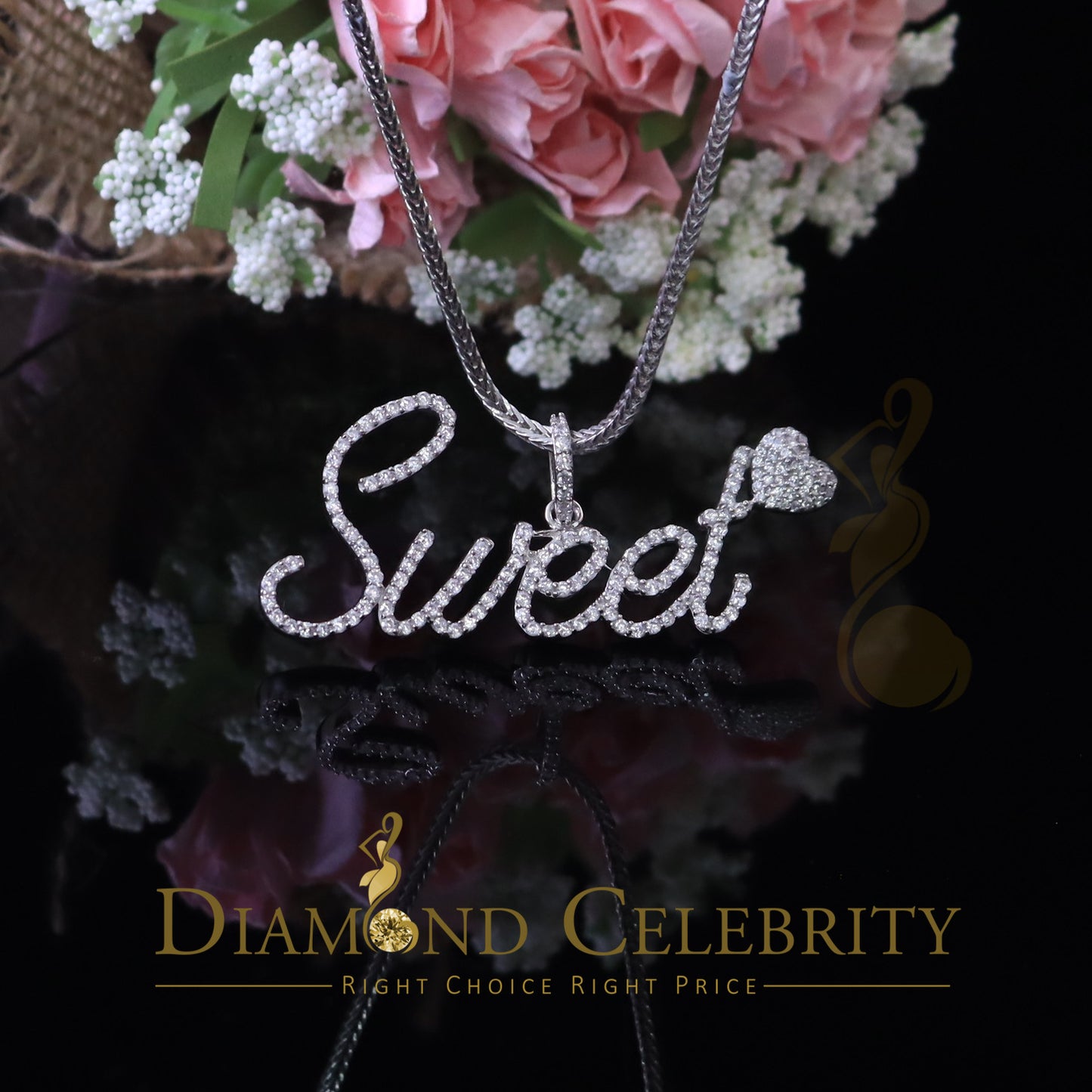 DiamondCelebritees White 925 Fancy Sterling Silver Sweet Tiny Heart Pendant 4.26ct Cubic Zirconia