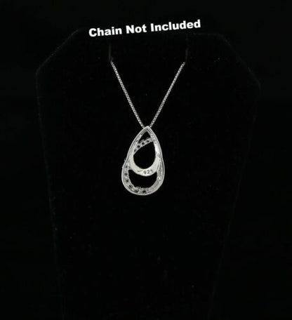 DiamondCelebritees Sterling White Silver Pear Fashion Pendant with 0.00ct Cubic Zirconia