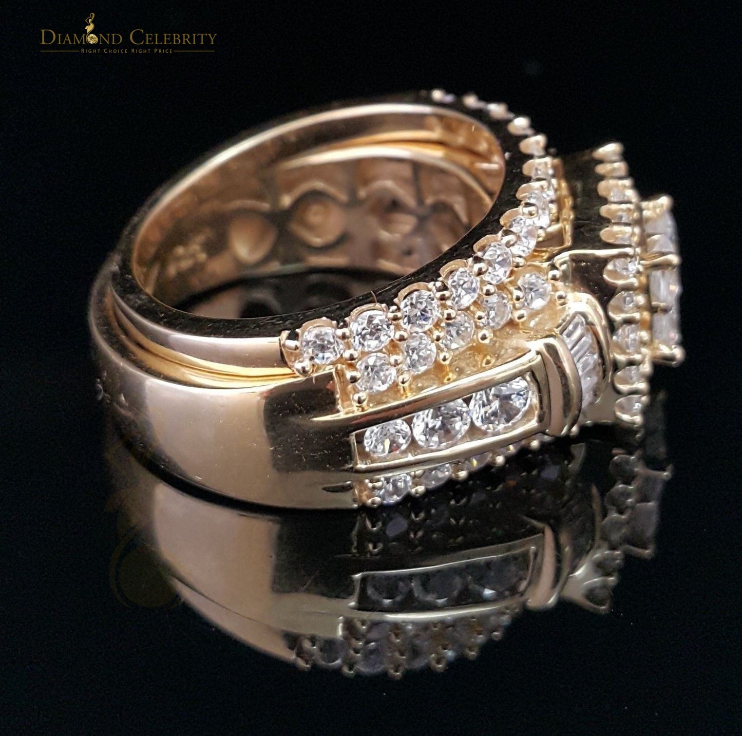 DiamondCelebritees 925 Sterling Silver Yellow 5.00ct Cubic Zirconia Bridal Womens Ring Size 7