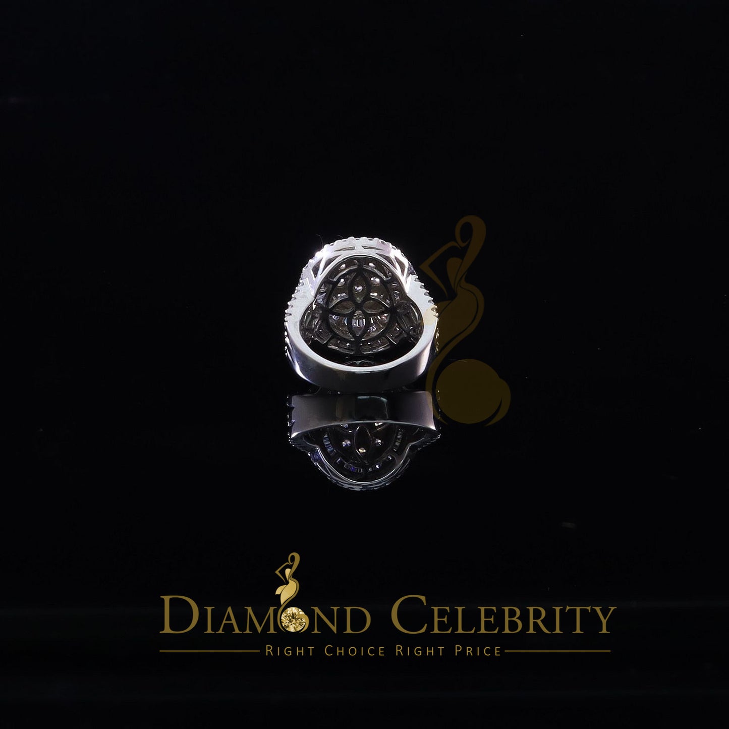 DiamondCelebritees White 925 Silver Rhodium Plated 6.48ct Cubic Zirconia Cocktail Womens Ring SZ 9