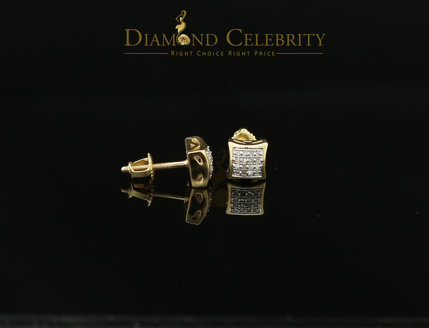 DiamondCelebritees 10K Yellow Real Gold Real Diamond 0.10CT Mens /Ladies Studd Earring